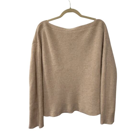 NWT! Jenni Kayne M 100% Cashmere Boatneck Sweater $395 Ribbed Knit Oatmeal Beige - Picture 4 of 11